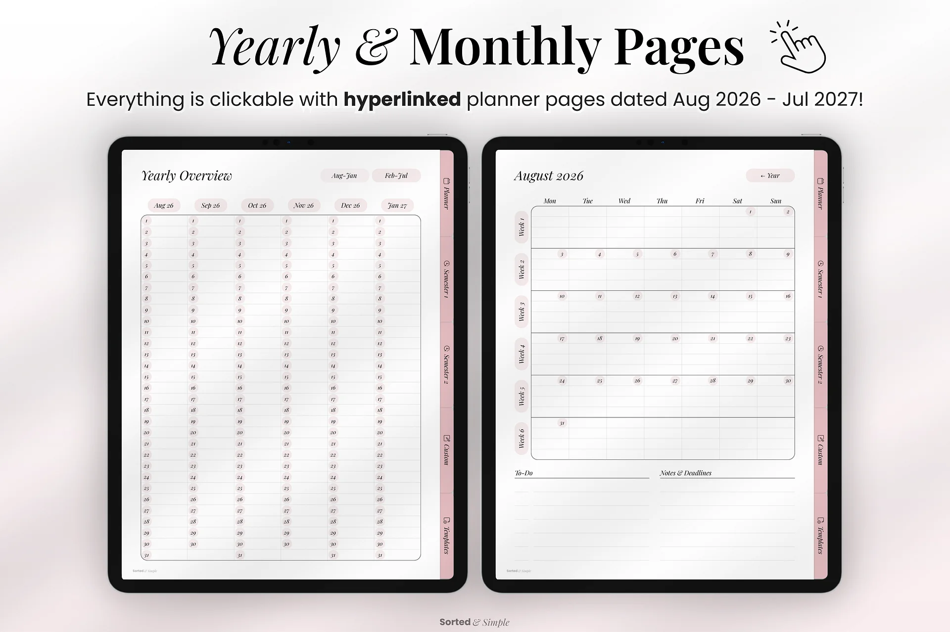 2026/2027 Mid-Year Student Digital Planner Portrait - Dusty Pink product image (8)