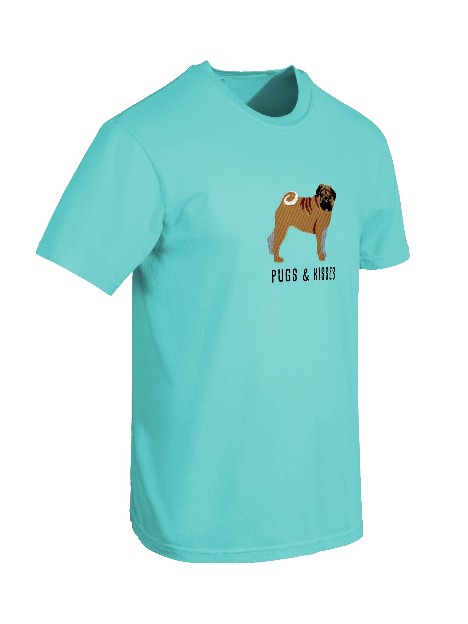 Pugs and Kisses T-Shirt(Embroidered) of a Pug(Fawn) product image (38)