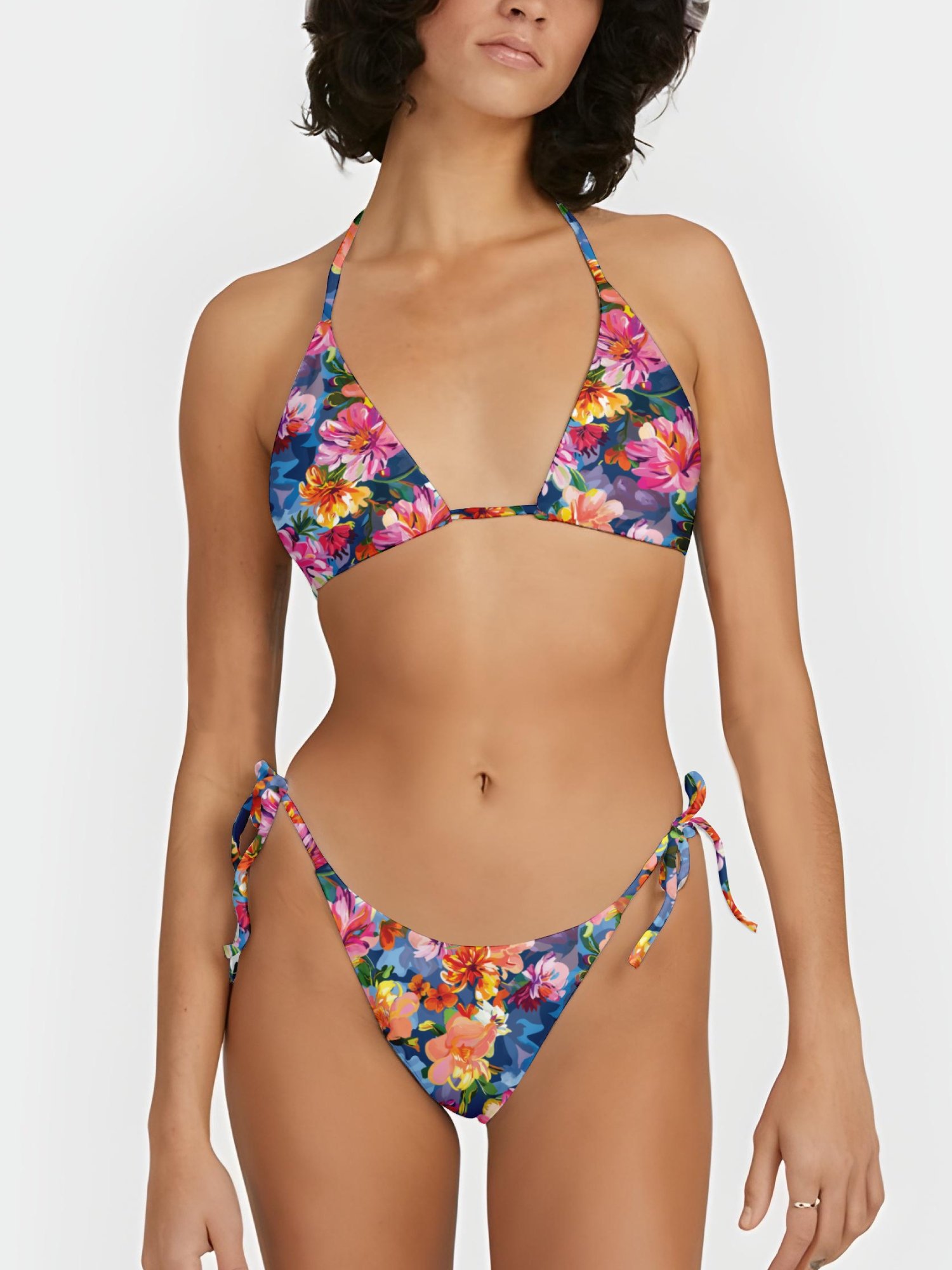 Recycled Triangle Bikini Bottom "Bold Abstract Florals" product image (3)