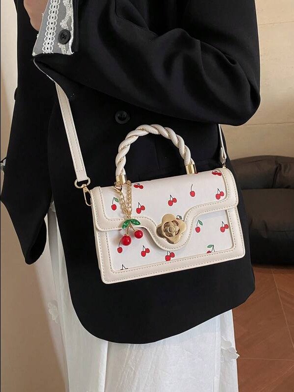 ADLEST | Vintage Cherry Print Small Square Crossbody Bag product image (4)