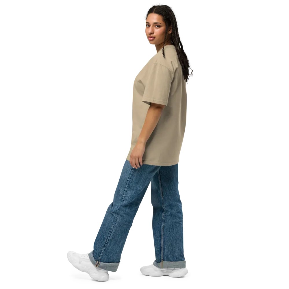 CURRENTLY IN BURNOUT (outline, brass thread) oversized faded neutral tee product image (7)