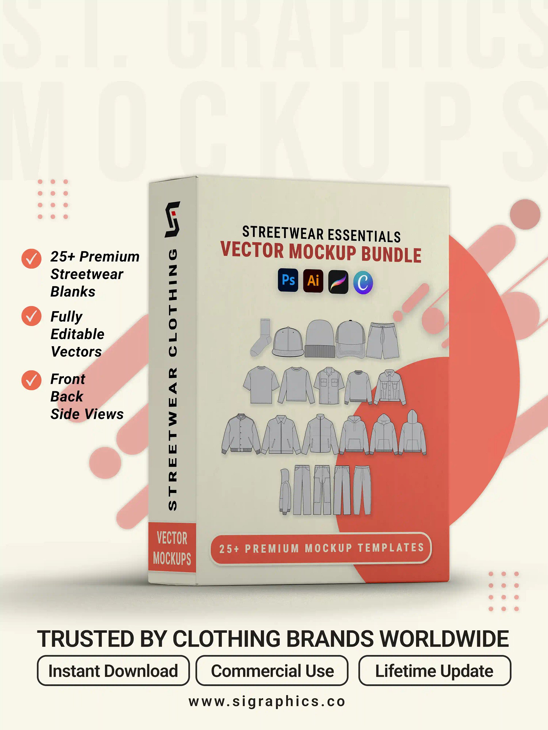 Streetwear Mockups Bundle – 25+ Editable Vector Templates product image (1)