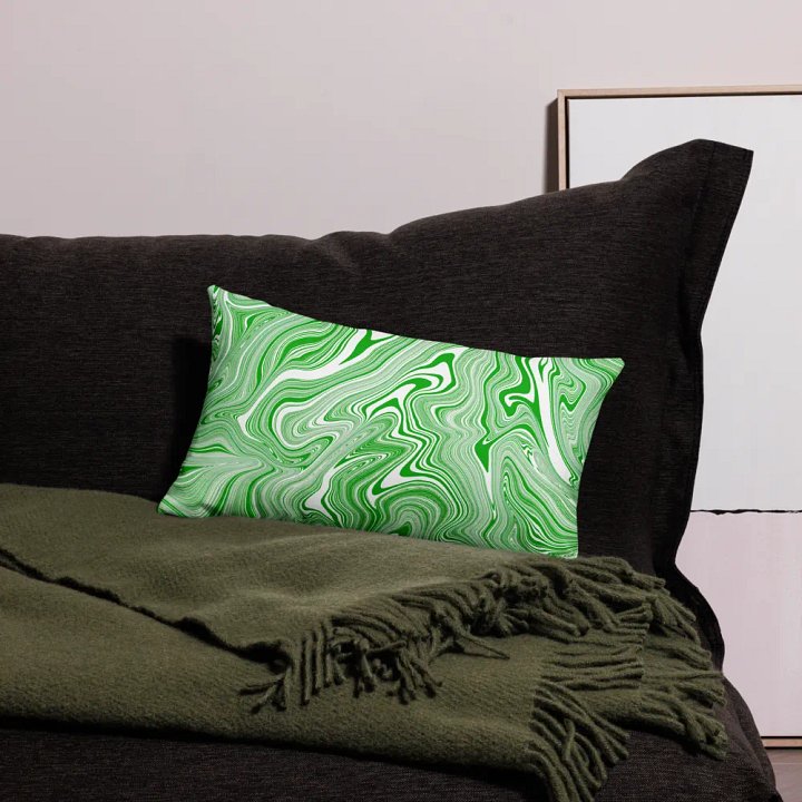 Premium Pillow Case - Green and White Liquid Swirls product image (1)