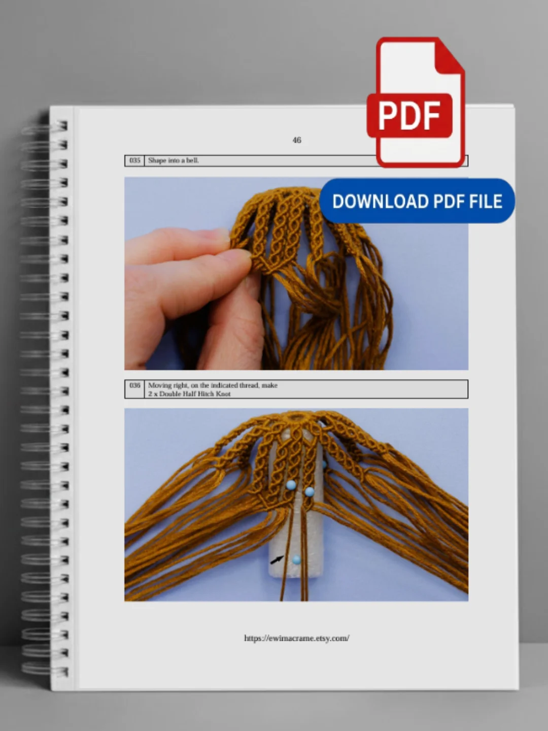 Micro Macrame Christmas Bell – Photo & Video Tutorial product image (5)