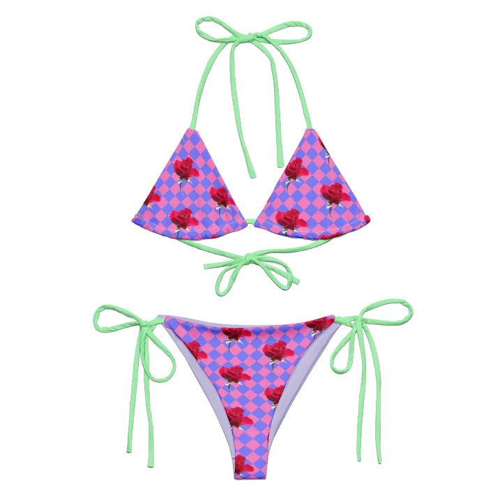 Rosy string bikini {melon and periwinkle} product image (2)