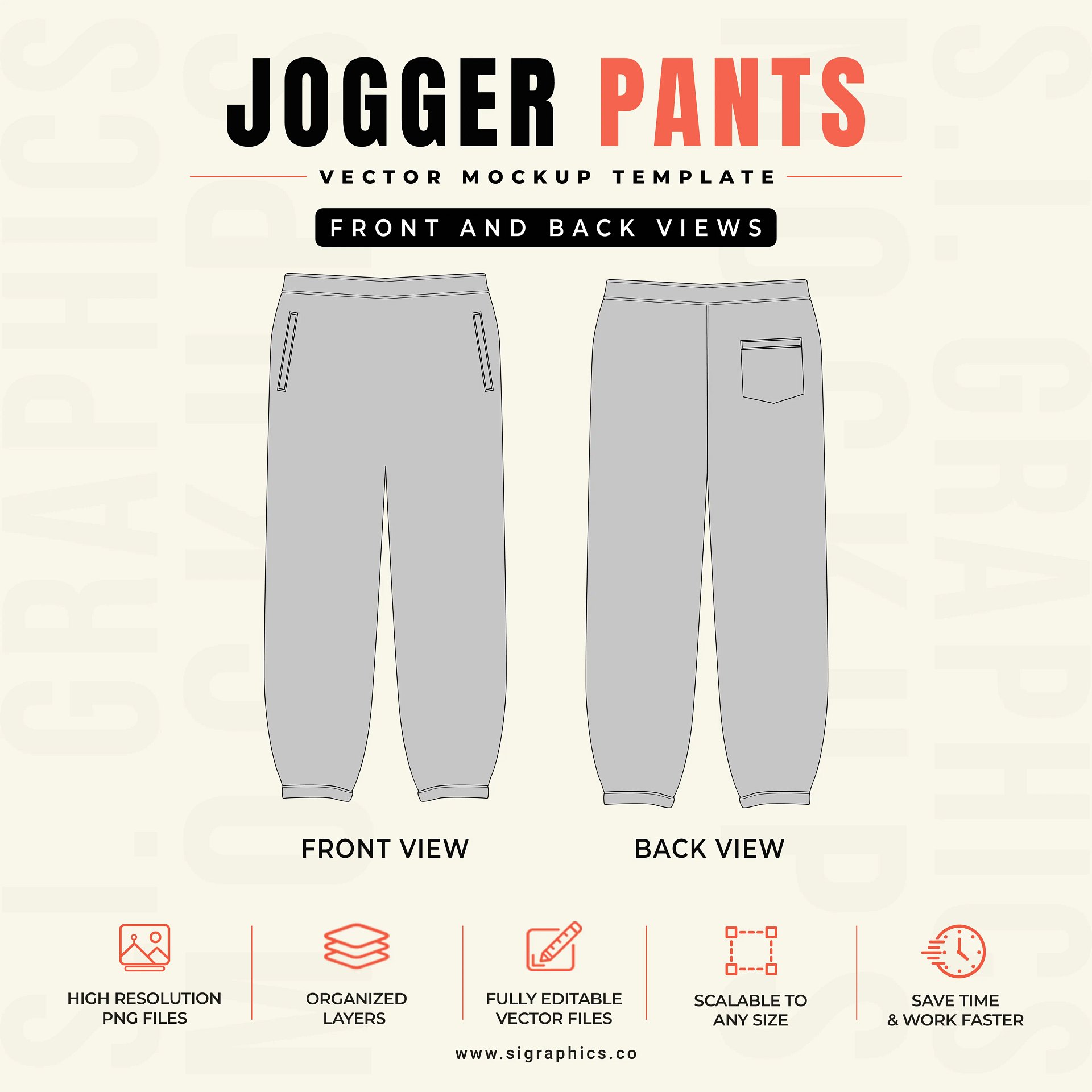 Jogger Pants Vector Mockup Template – Front & Back Flats product image (2)