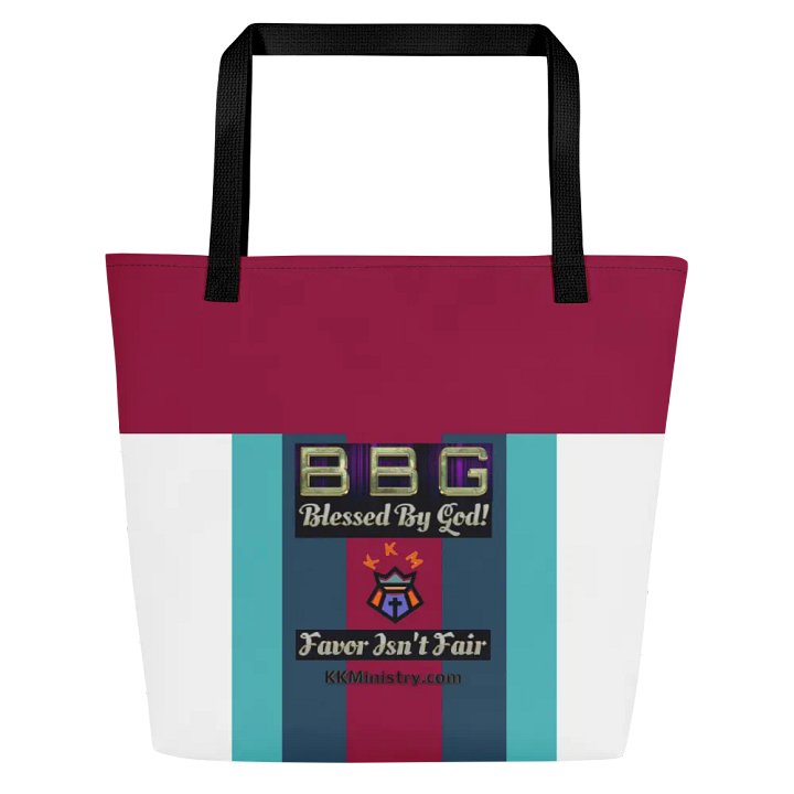 Turquoise, Burgundy, Green Striped BBG Tote Bag with Pocket product image (1)