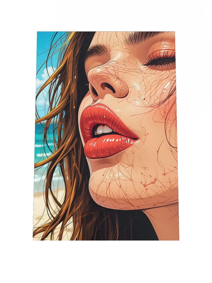 Crimson Lips – Tropical Portrait Art Print product image (3)