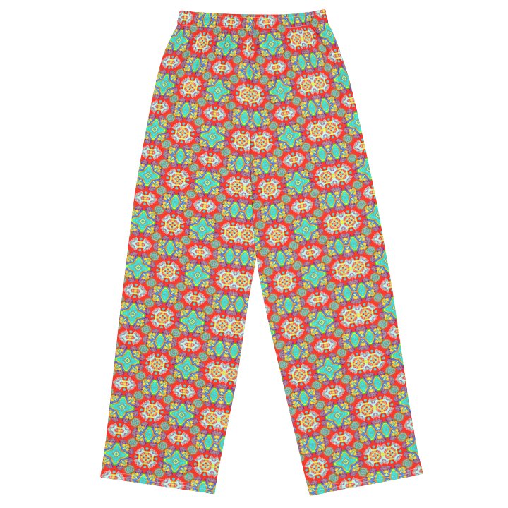 Red Floral All-Over Print Unisex Wide-Leg Pants product image (2)