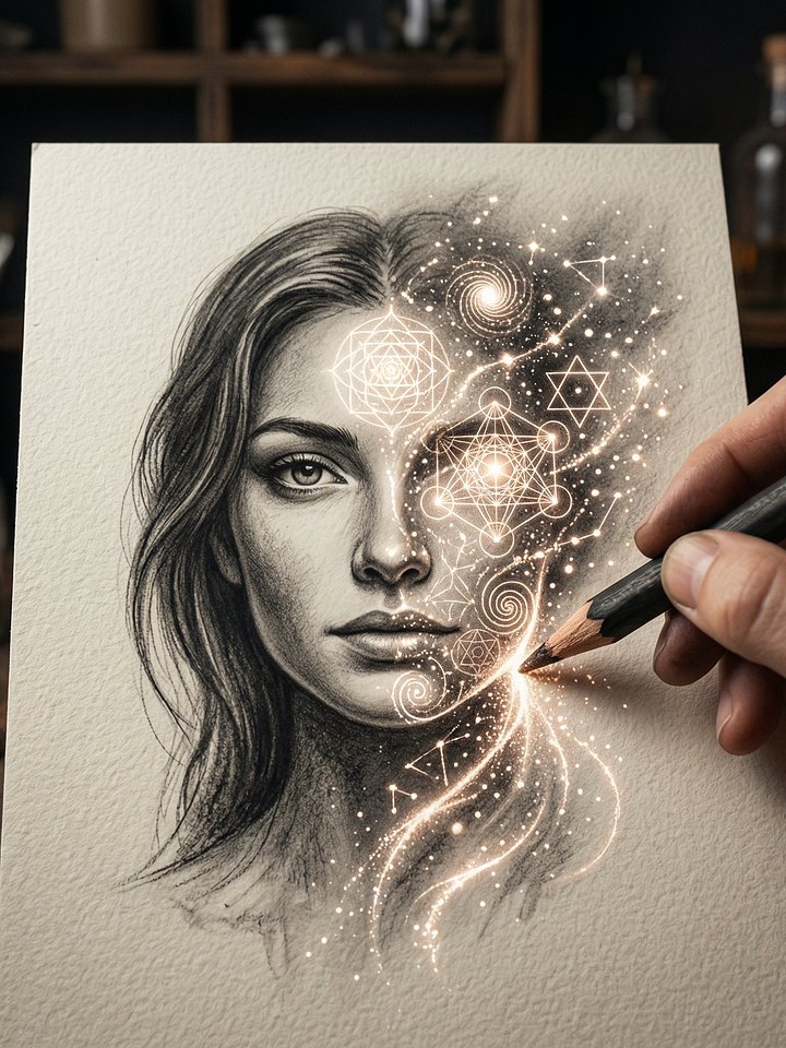 🎨 Psychisches Porträt: Zwillingsflammen-Seelenskizze (Handgezeichnet) product image (1)