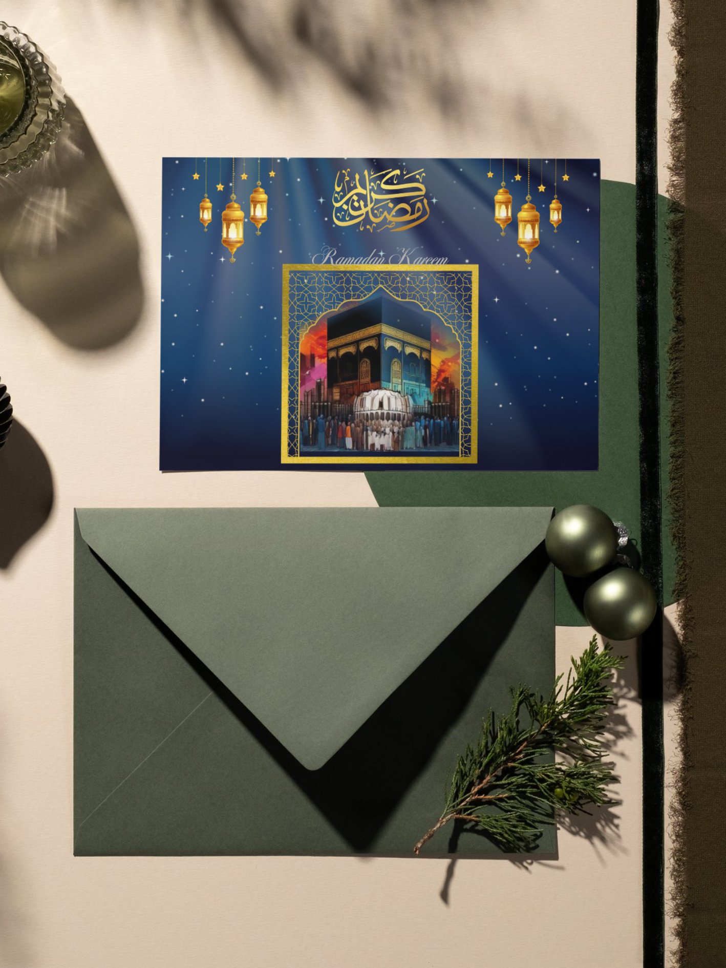 Ramadan Greeting Card | Islamic Digital Download | Eid Mubarak | Kaaba Art | Printable Muslim Gift | Ramadan Kareem Decor product image (2)