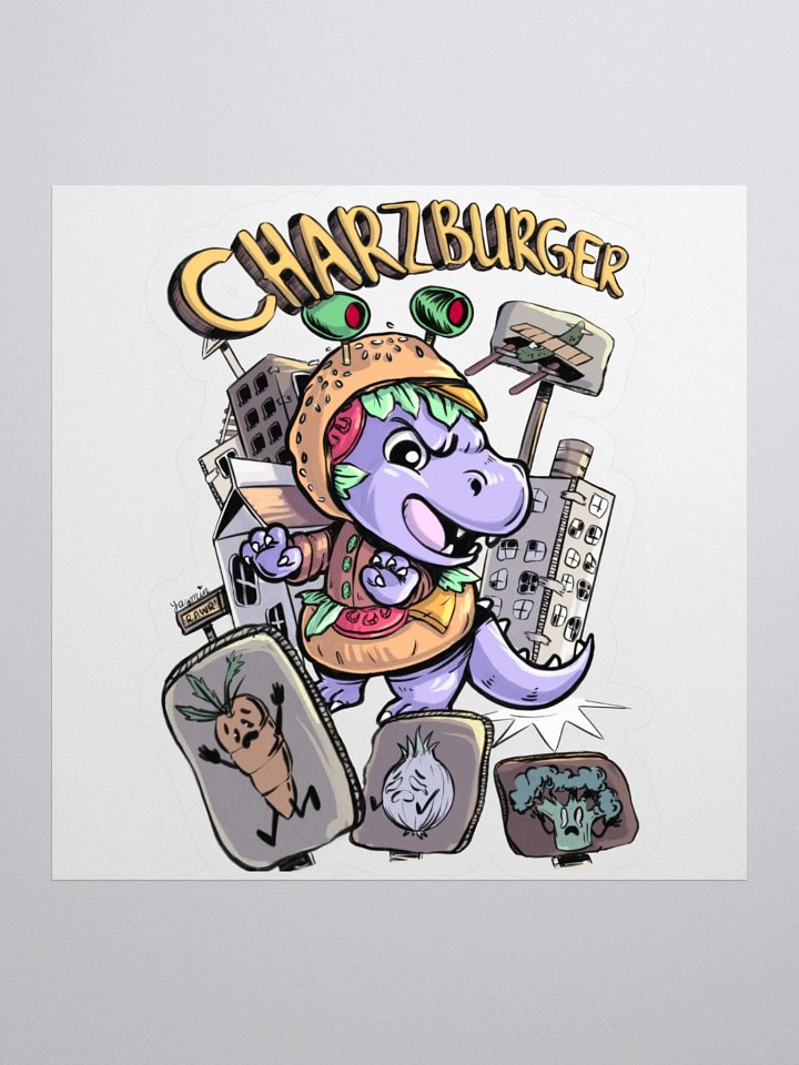 Dinosaur Hamburger Rampage Sticker - Whimsical Decal product image (1)