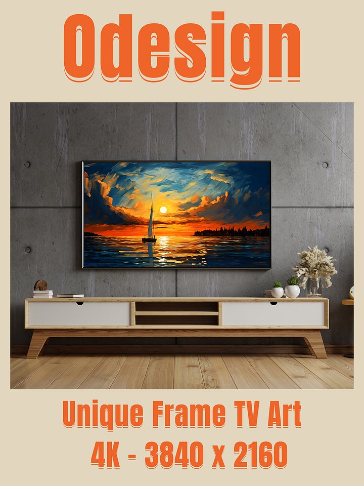Landscape a beautifull lake by sunset, frame tv art product image (2)
