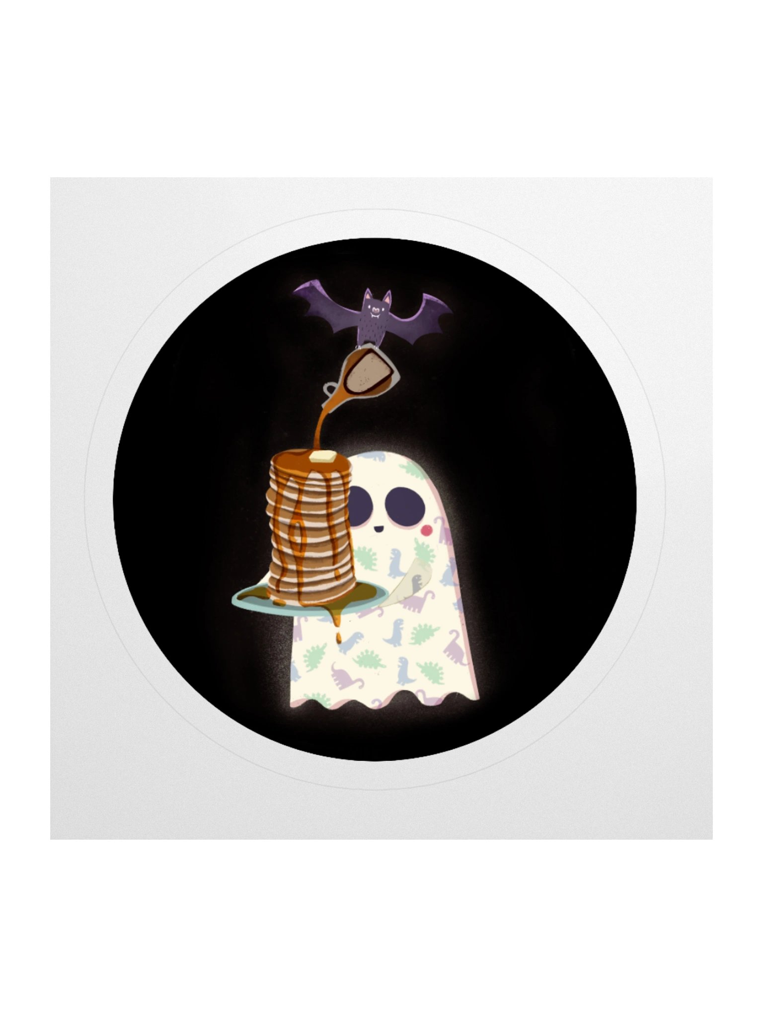Little Ghost Pancake Stack Breakfast - Vinyl Sticker product image (1)