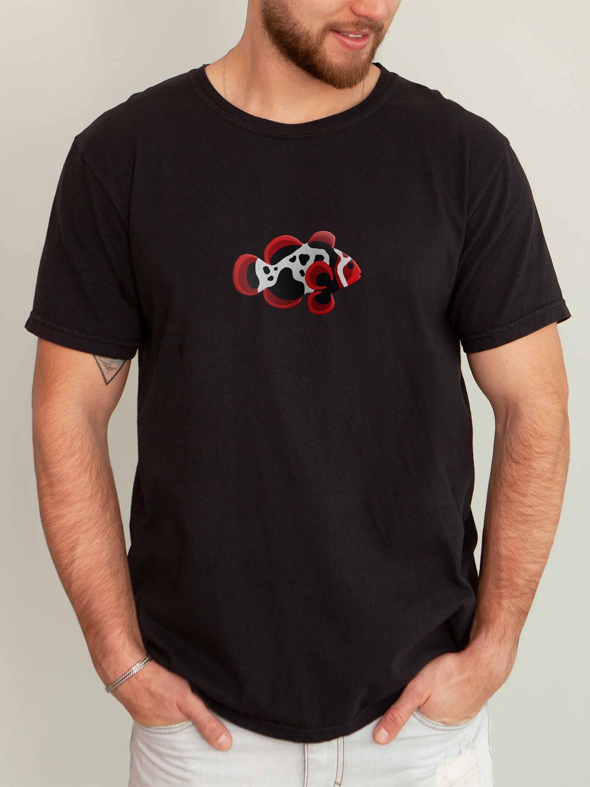 Lightning Maroon Clownfish Embroidered Shirt | Reef Aquarium Fish Embroidery Tee | Designer Clownfish Saltwater Marine Apparel product image (2)