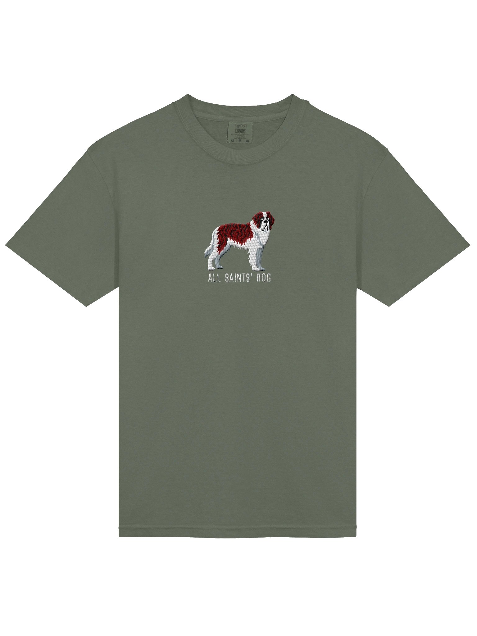 All Saints' Dog T-Shirt(Embroidered) of a Saint Bernard(Brindle & White) product image (6)