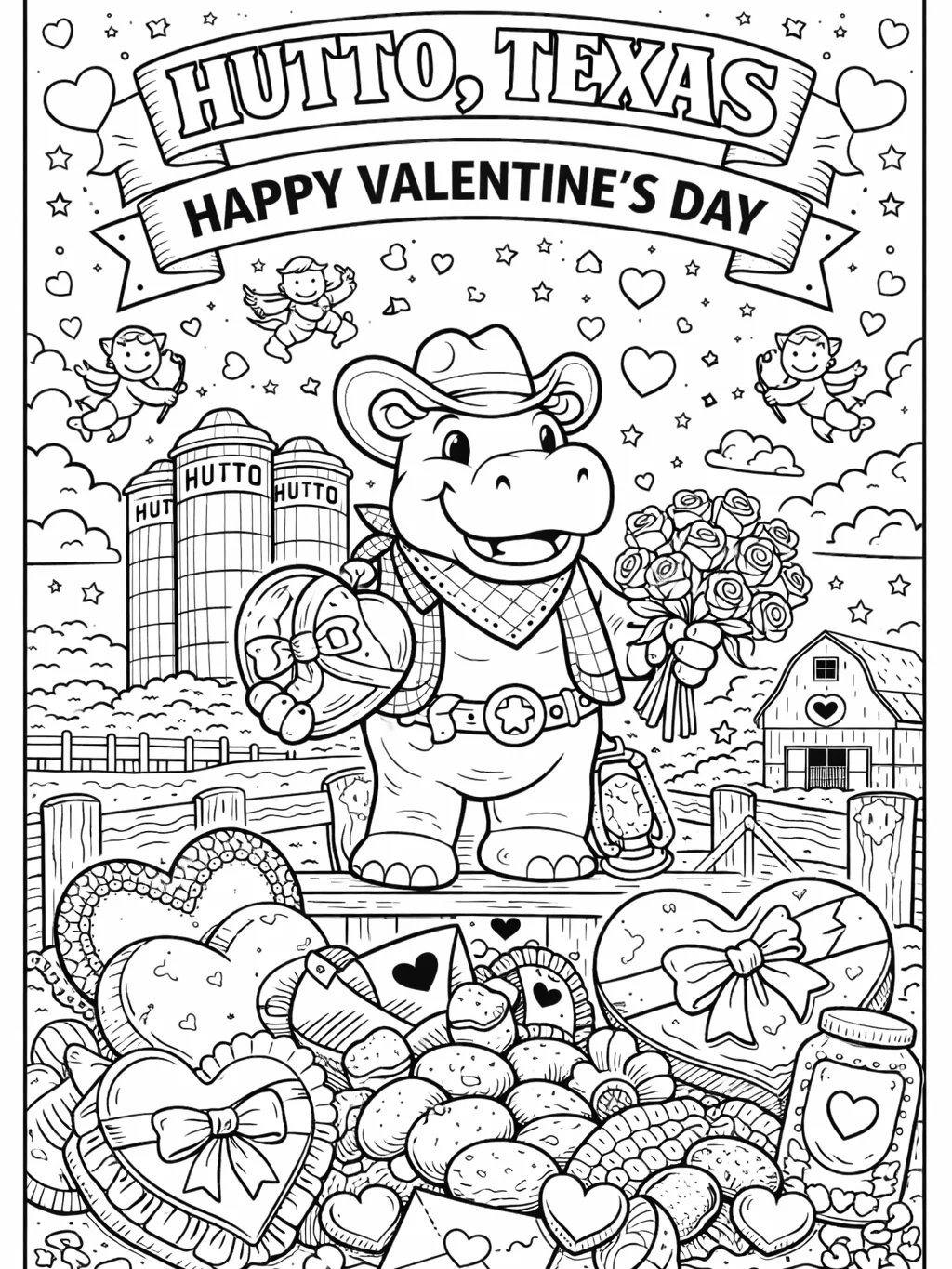 Hutto, Texas 2026 Coloring Book and Calendar of Hutto Hippos – Digital Edition product image (7)