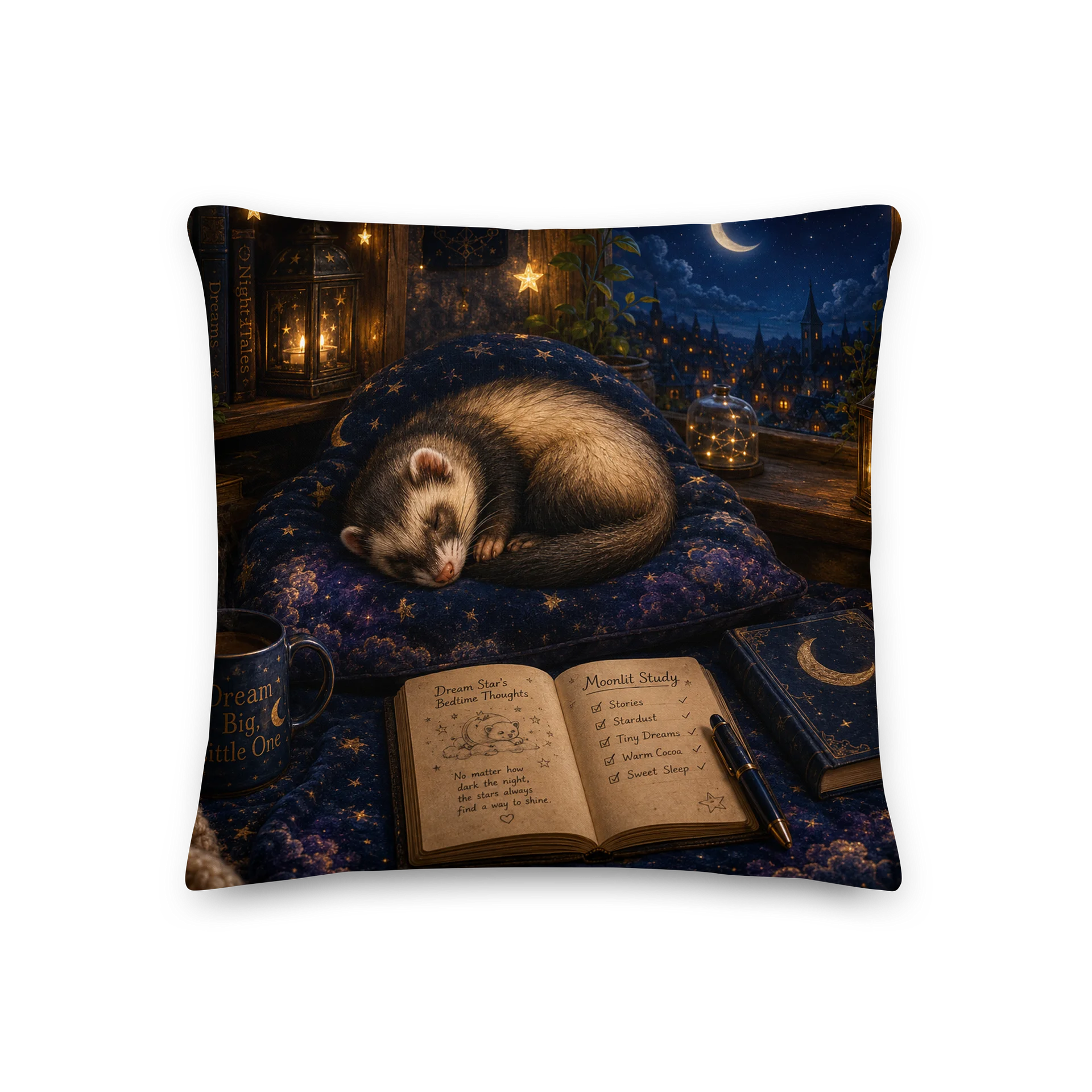 Dream Star's Moonlit Study Premium Cushion product image (2)