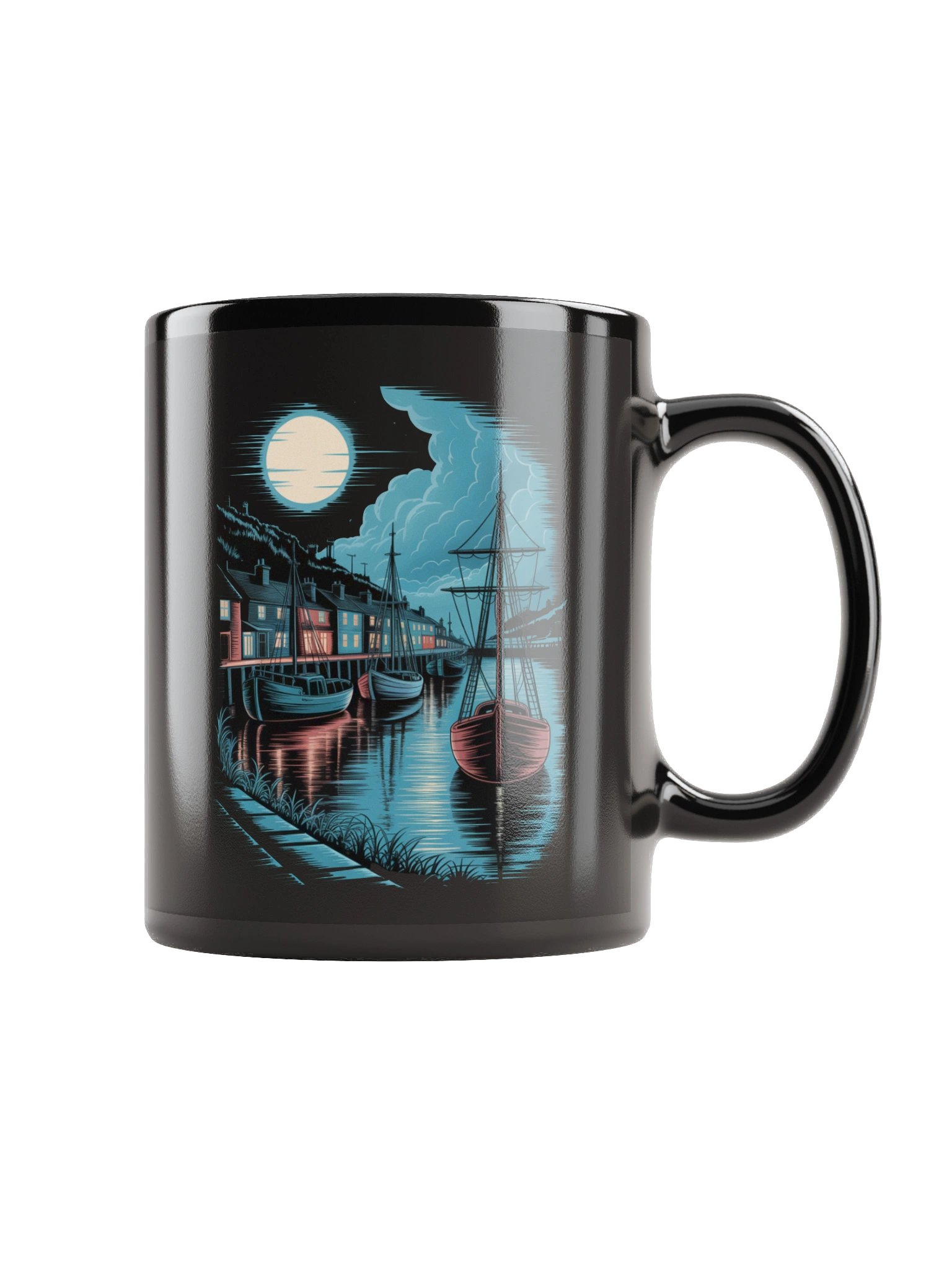 Moonlit Cornish Harbour Mug product image (2)