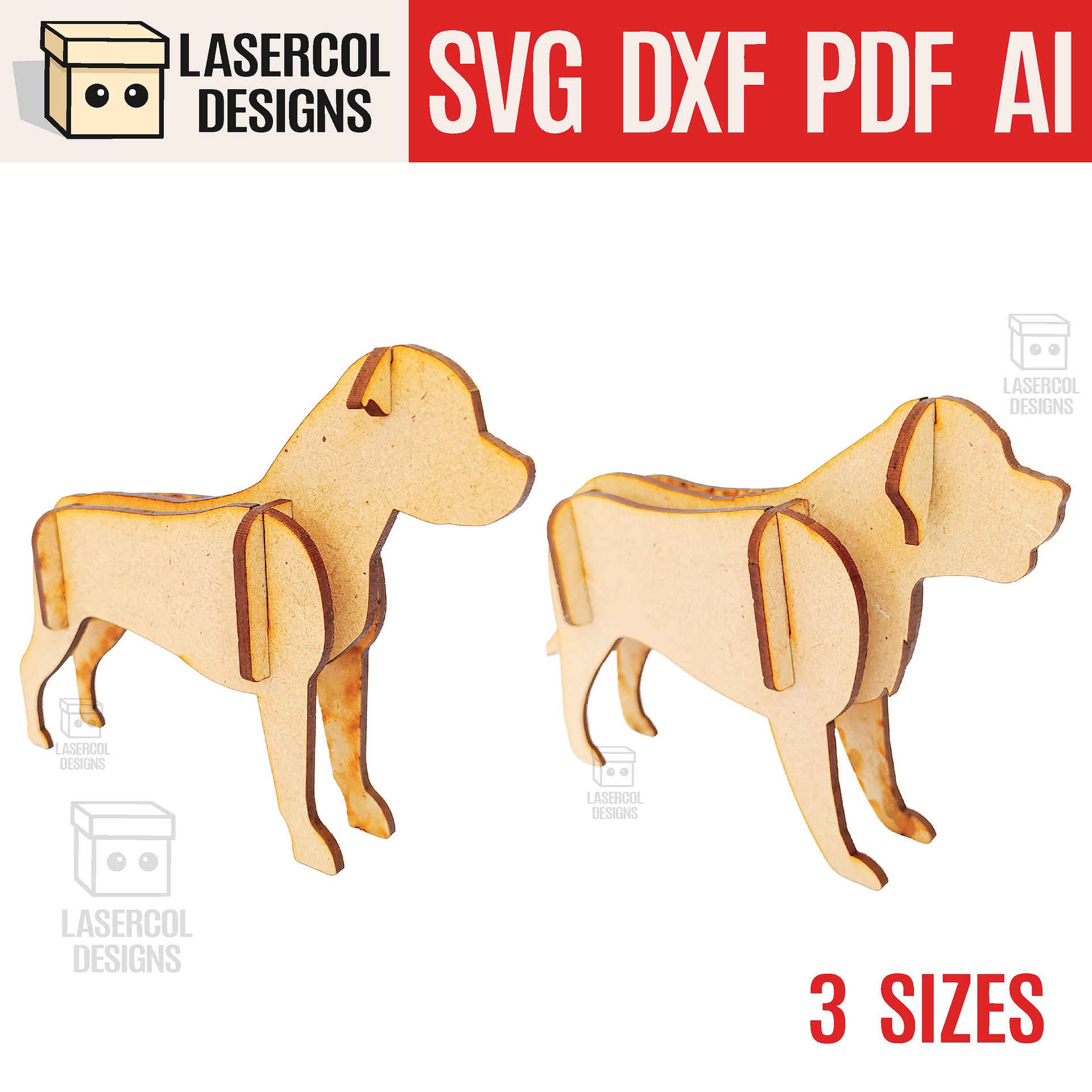 Dogs 3d Puzzle Bundle (3 Sizes) - Laser Cut Files product image (6)