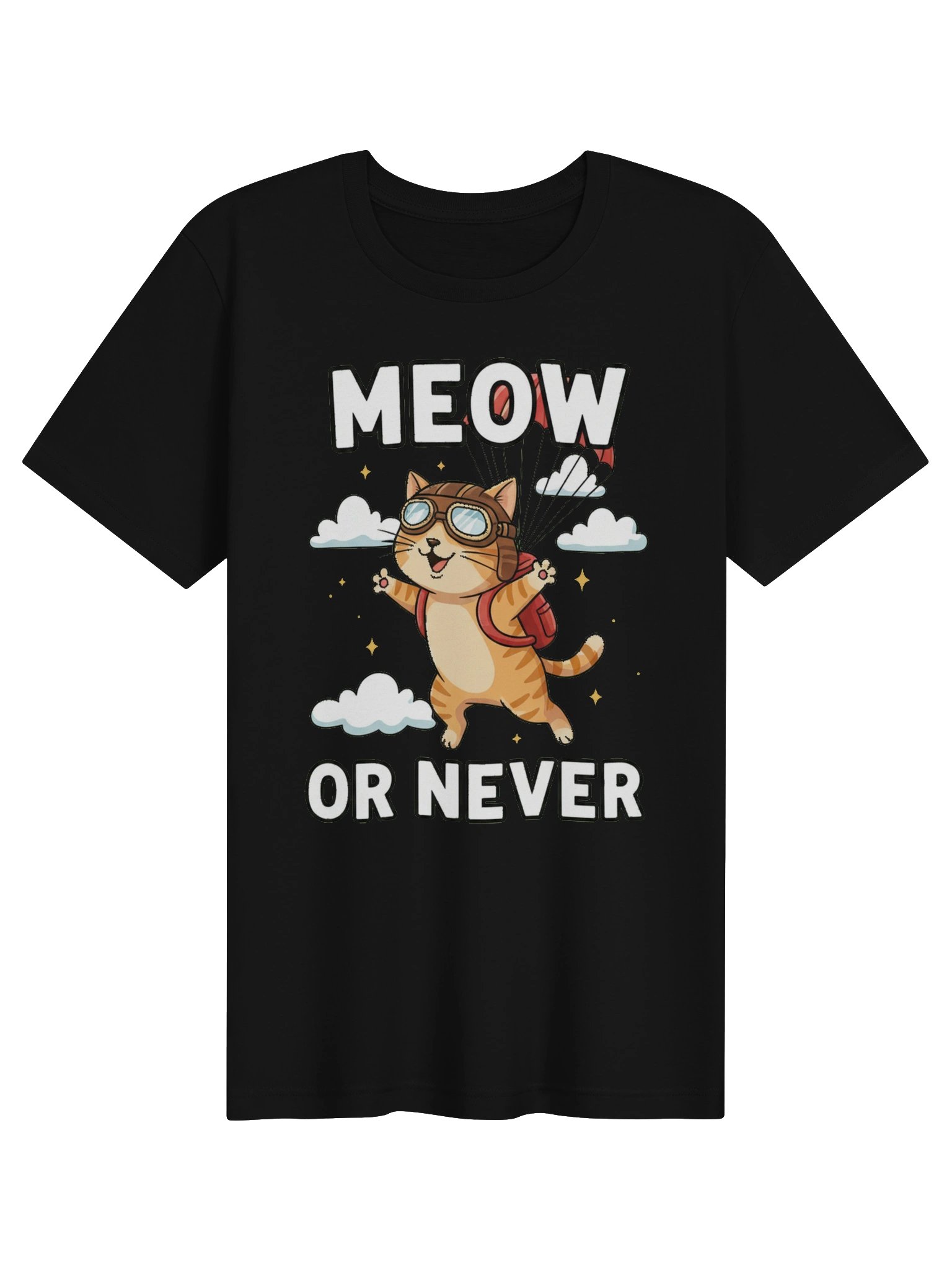 Meow or Never Skydiving Cat Tee product image (1)