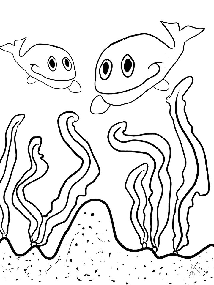 TSStechAngel's World - Whale friends Coloring Page product image (1)