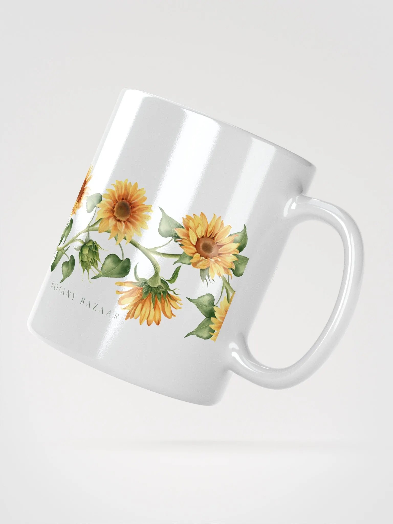 Sunflower Vine White Ceramic Mug product image (2)