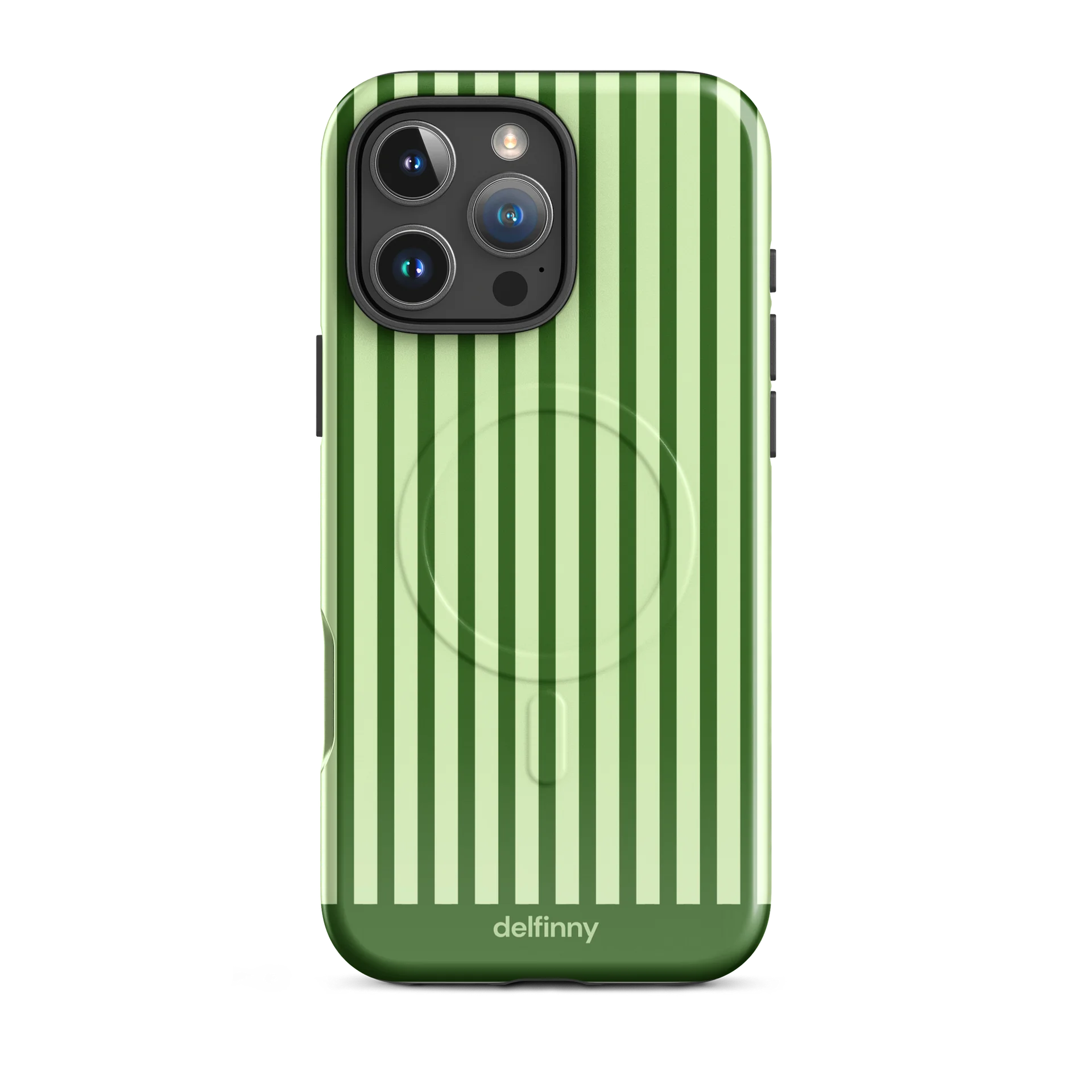 Striped Phone Case for iPhone 16 & 17 Series – MagSafe Compatible (Glossy Forest Green) product image (4)