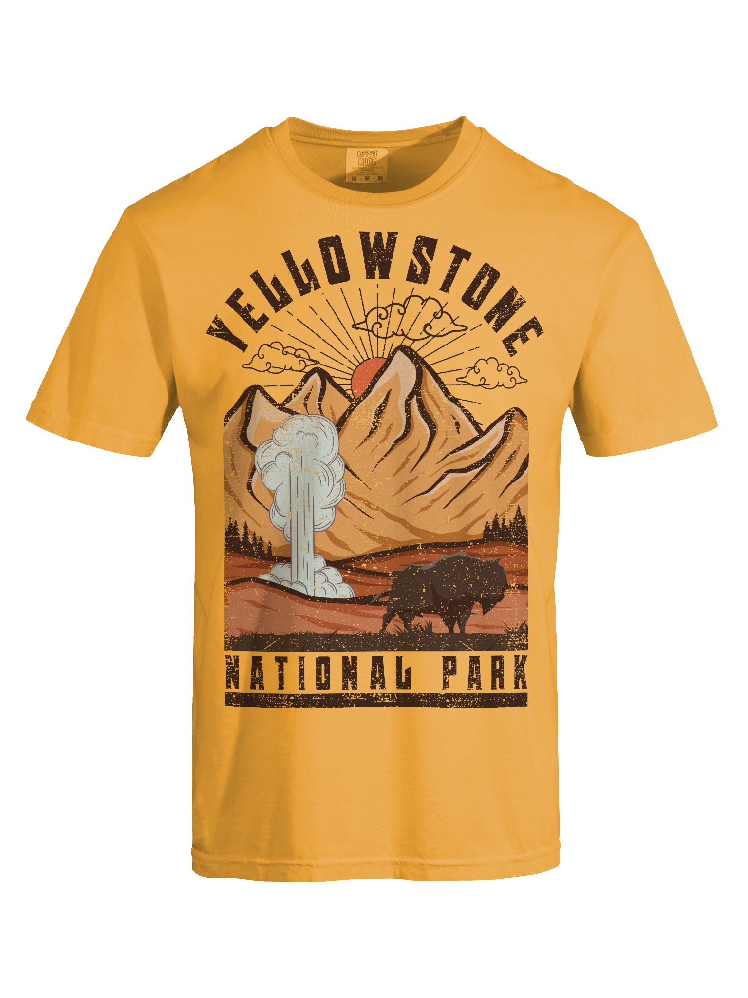 Yellowstone National Park Shirt – Vintage Geyser Bison Mountain Retro Sunset Tee product image (8)