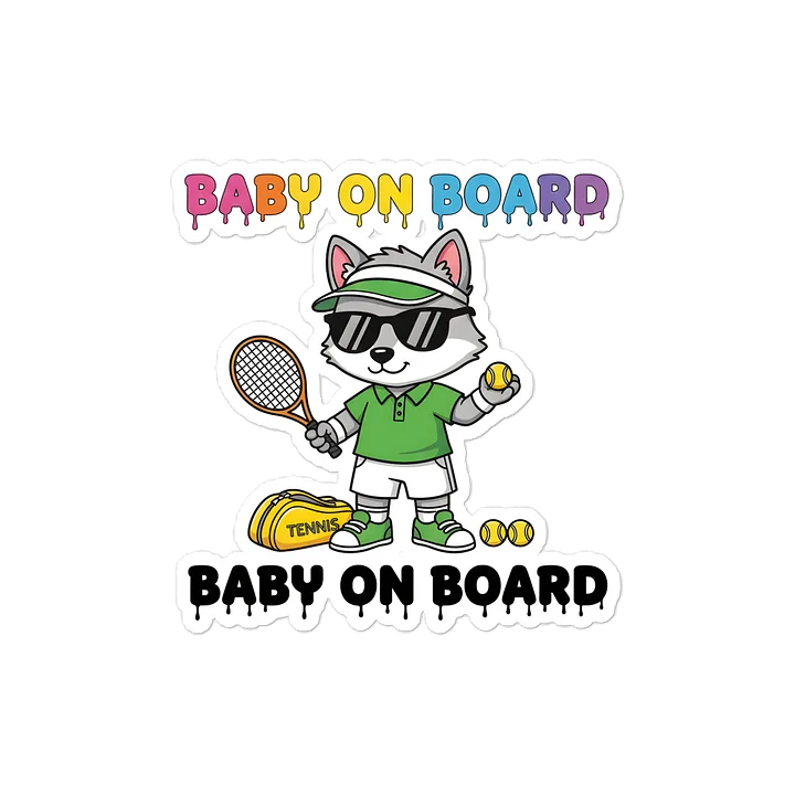 Funny Wolf Tennis Baby on Board Sticker - 5x5 Weatherproof Vinyl Car Decal - Premium Wolf Tennis Court Accessory product image (1)