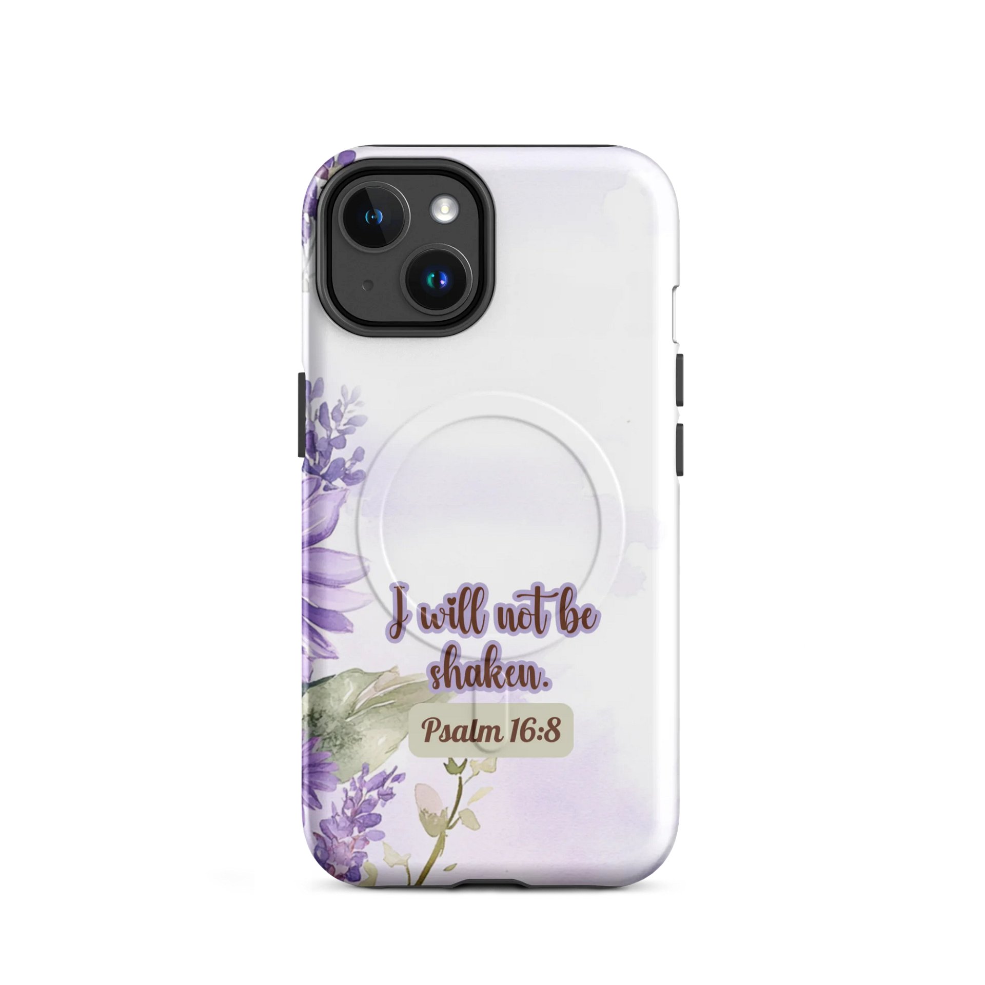 Floral Inspirational MagSafe® iPhone® Tough Magnetic Case, Psalm 16:8 Gift, Faith Gift, iPhone 14, 15, 16, 17, Pro, Pro Max, Plus. product image (2)