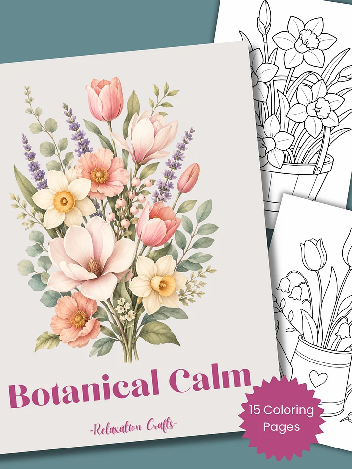 Botanical Calm: 15 Easy Floral Coloring Pages product image (1)