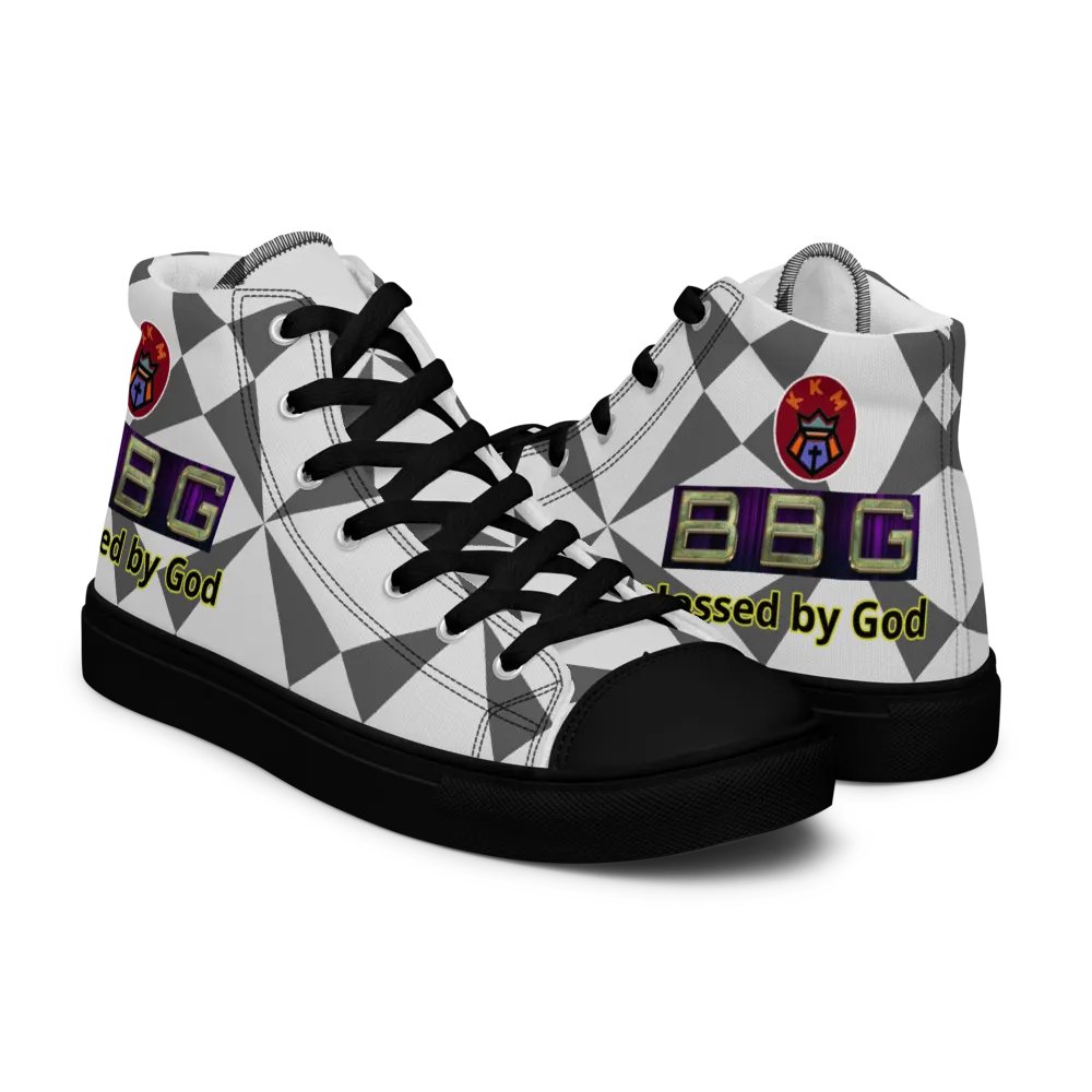 BBG Grey/White Pattern High Tops - Black Soles product image (7)