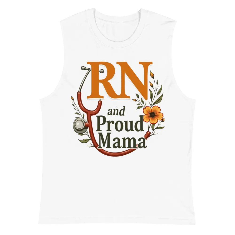 Proud RN and mama, Floral Stethoscope Muscle Tank product image (2)