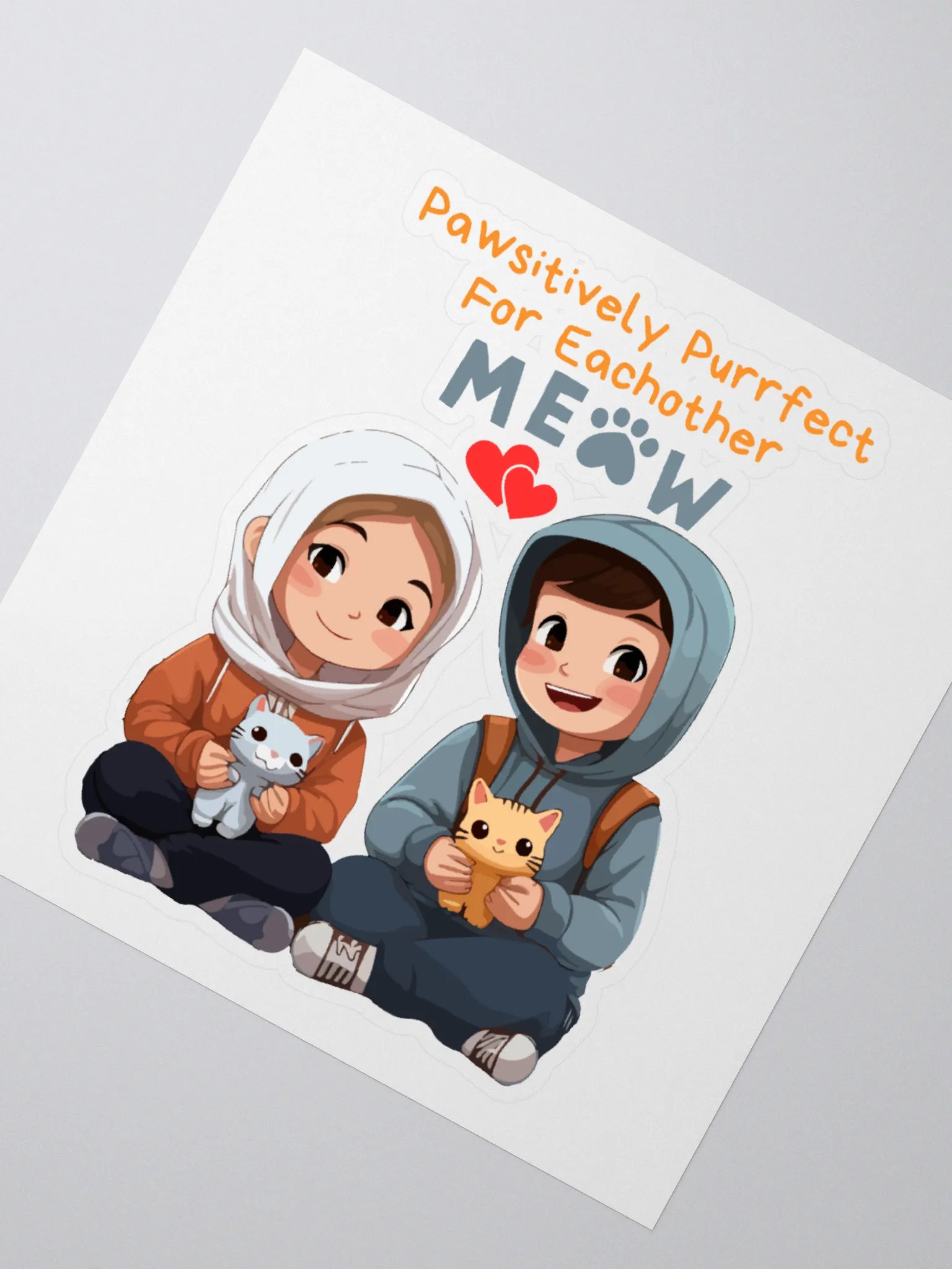 Meow Love Kiss Cut Sticker product image (2)