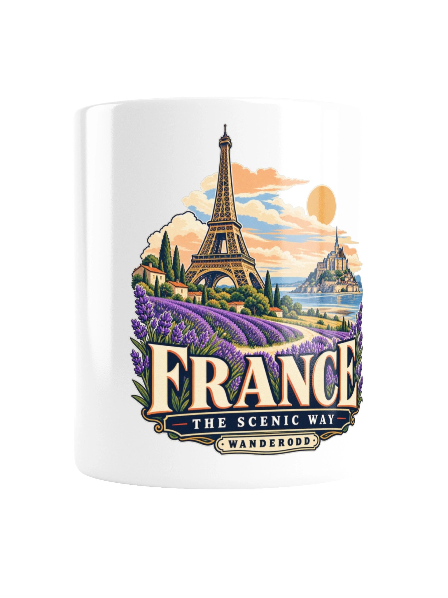 France Eiffel Tower & Lavender Ceramic Coffee Mug | WanderOdd product image (1)