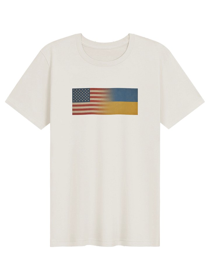 Woman Comfort T-shirt Support Ukraine-USA Flags, retro white product image (1)