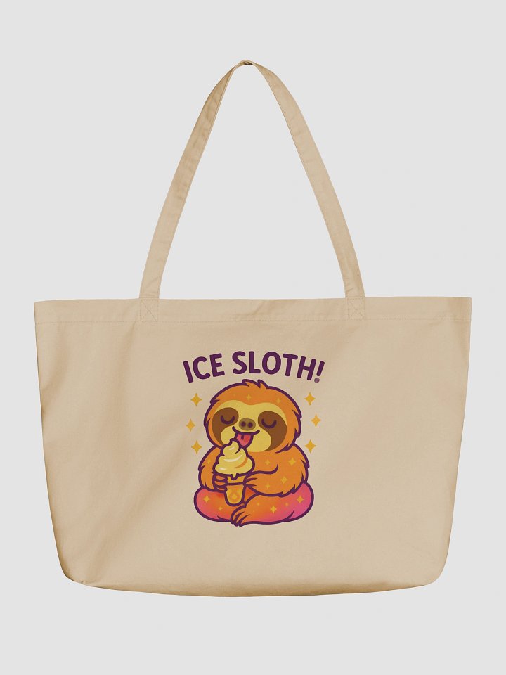 Ice Sloth! – Funny Sloth Tote Bag (Double-Sided Print) | Organic Cotton Chill Tote – Sloths Having Snacks Collection product image (1)