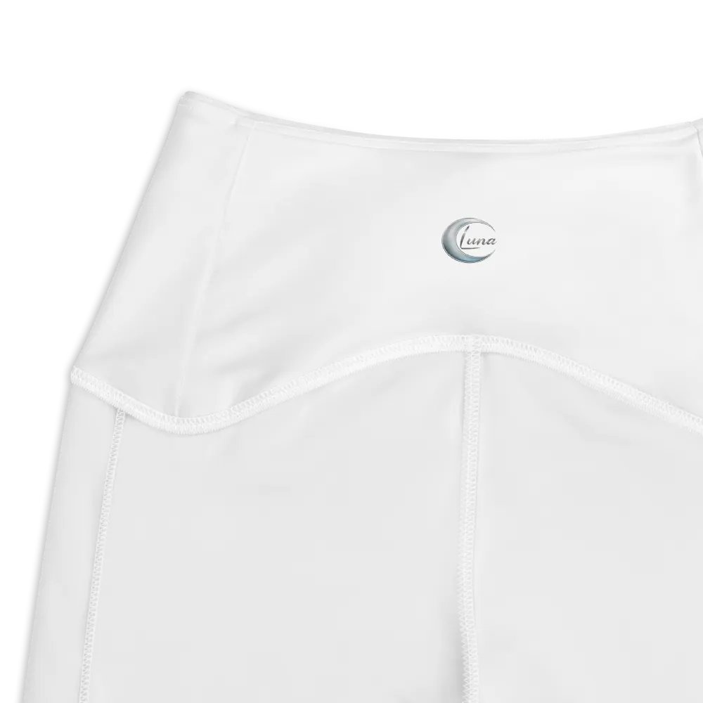 Luna High-Waisted Crossover Leggings with Pockets - UPF 50+ Sun Protection - White product image (4)