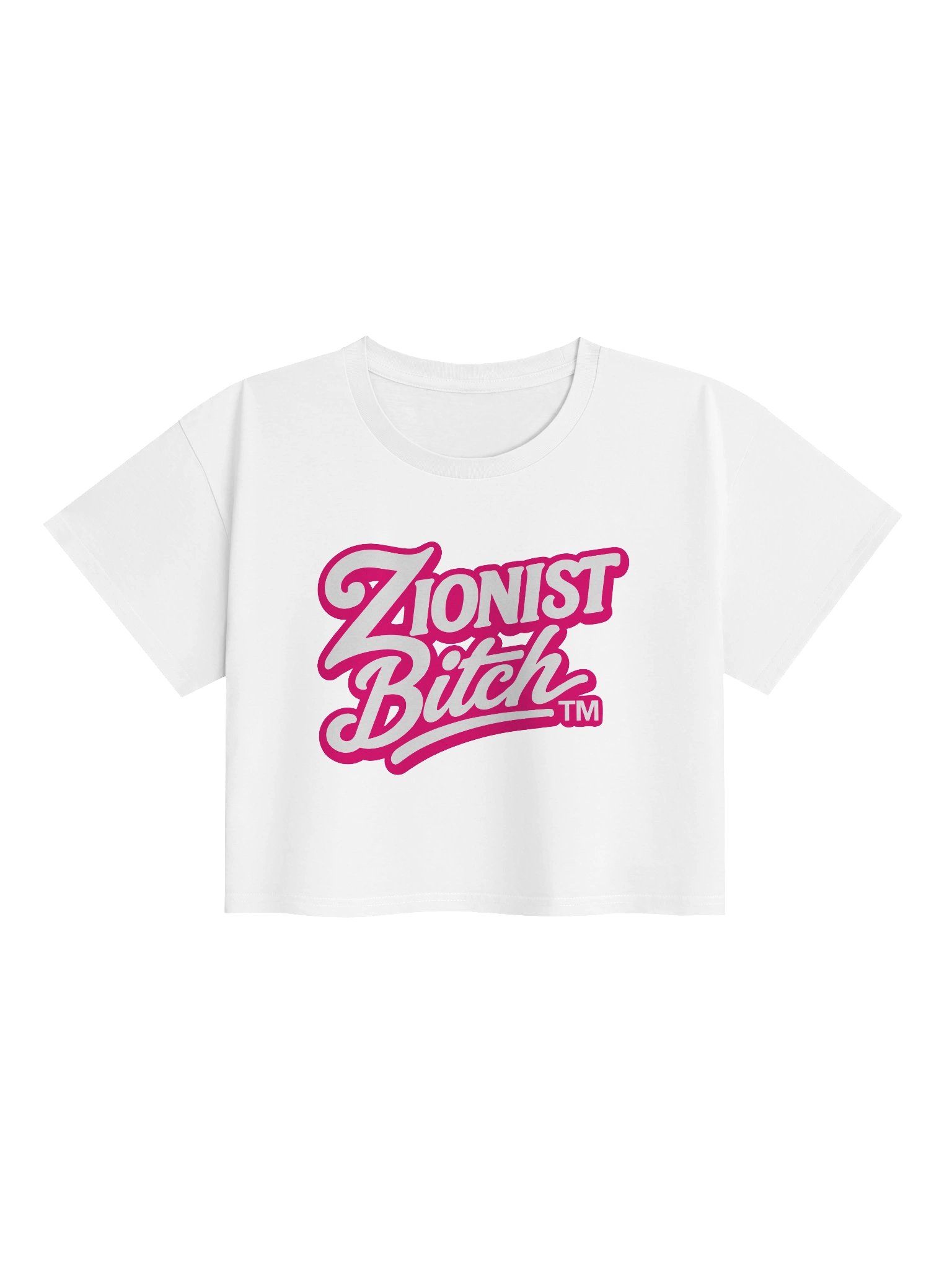 Zionist Bitch Script Crop Tee (White) product image (1)