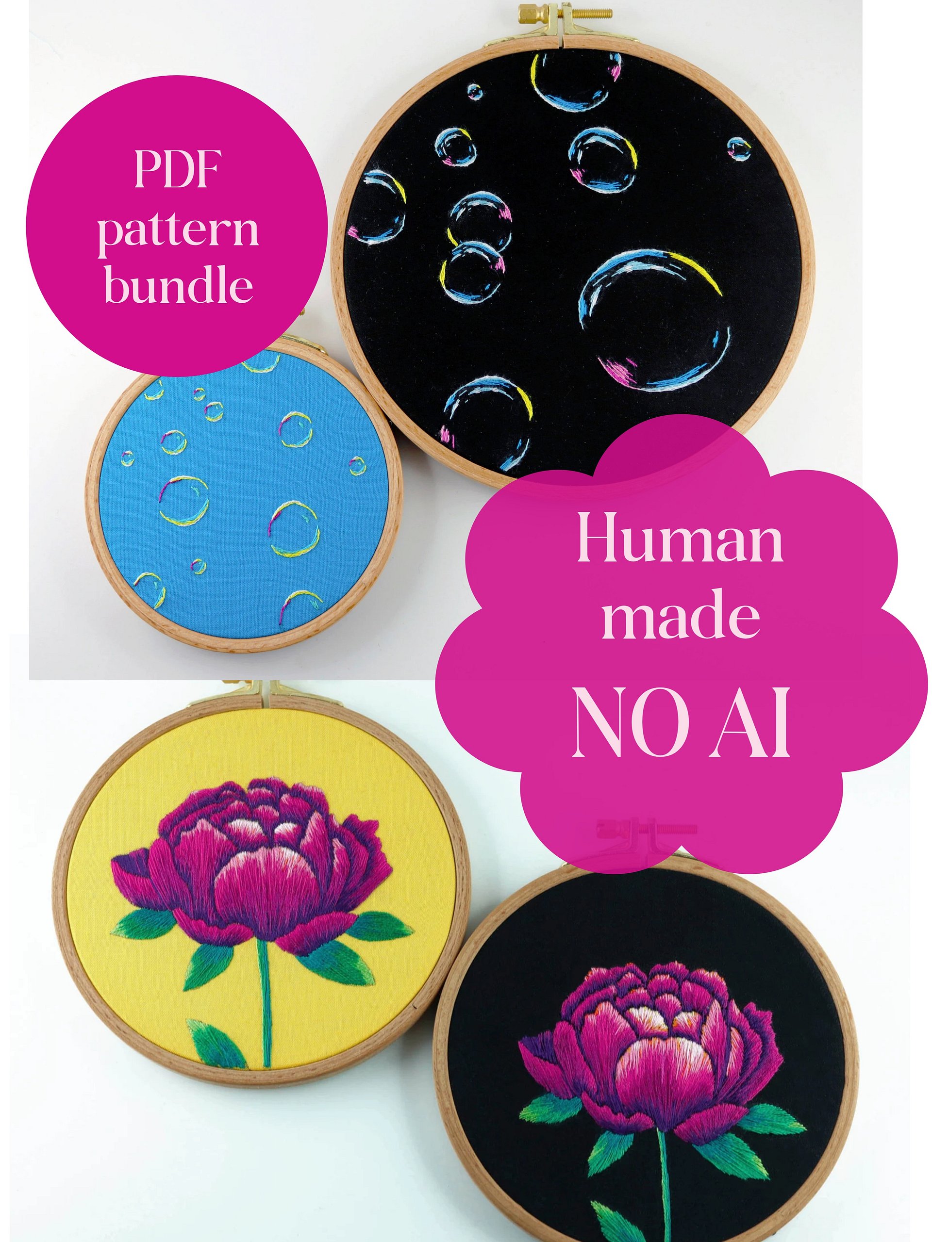Beginner Thread Painting bundle: Peony and Bubbles product image (1)