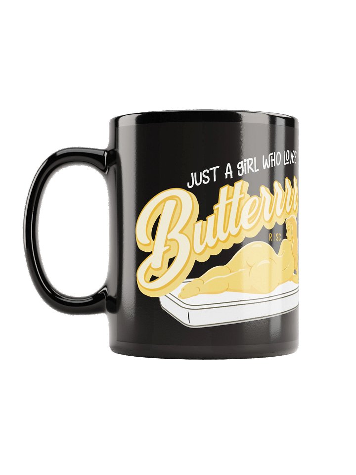 Just a Girl Who Loves Butterrrr Black Mug product image (1)