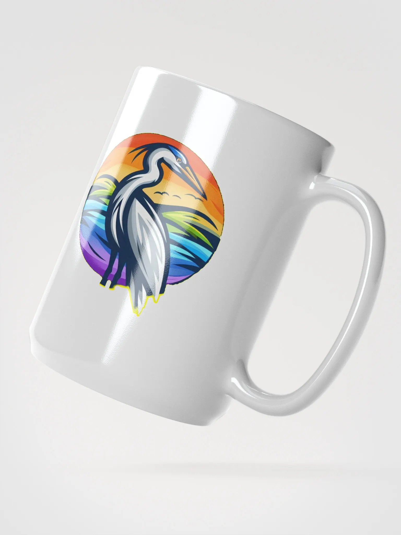 Sunset Heron White Glossy Mug product image (2)