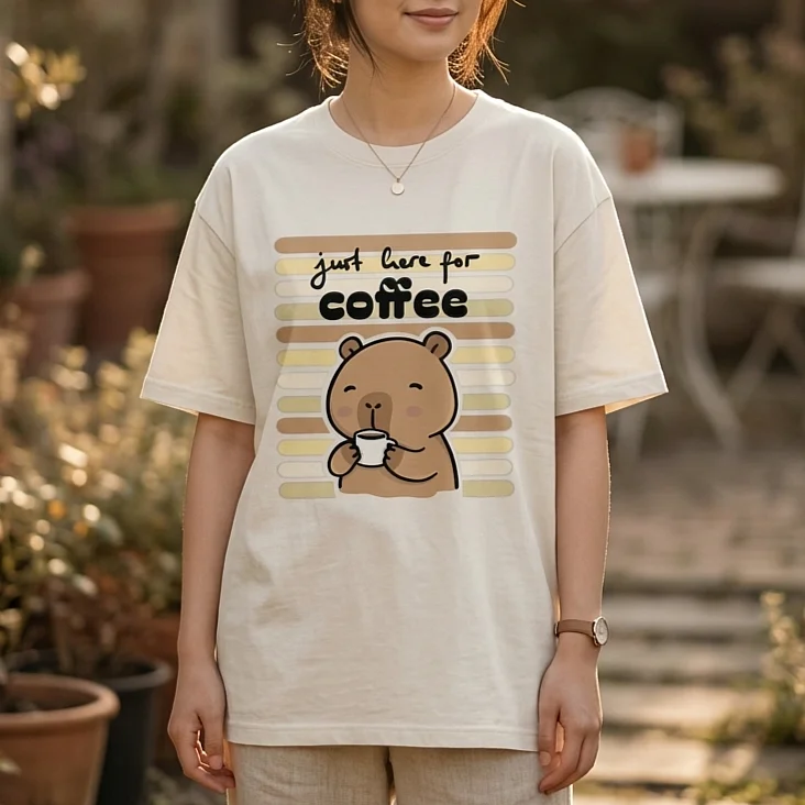 Just Here for Coffee - Premium Oversized Faded Tee product image (1)
