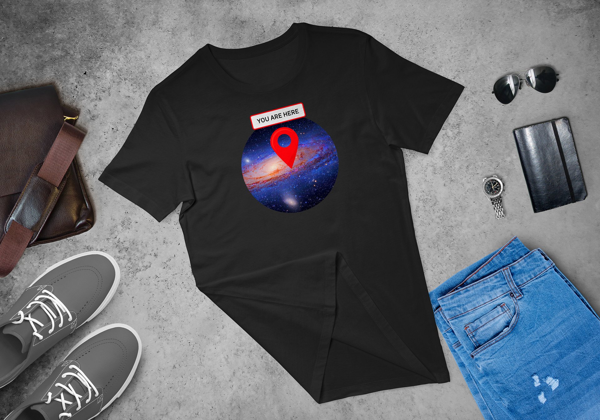 You are here: Milky Way galaxy map — Short-Sleeve Unisex T-Shirt. Space T-Shirt, star map product image (4)