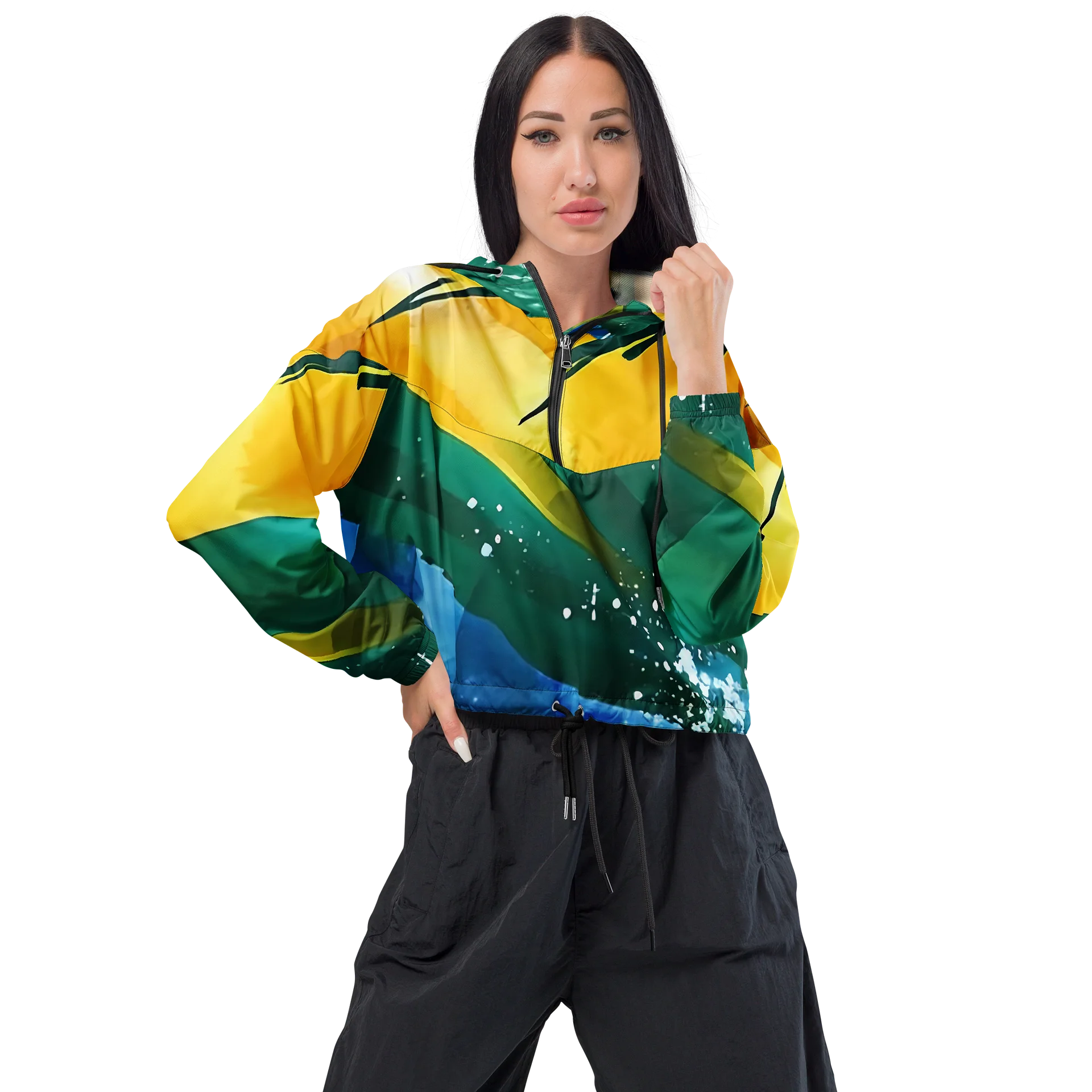 Abstract Diplomat Print - Sport SVG - Caribbean Apples | Women's Cropped Windbreaker product image (2)