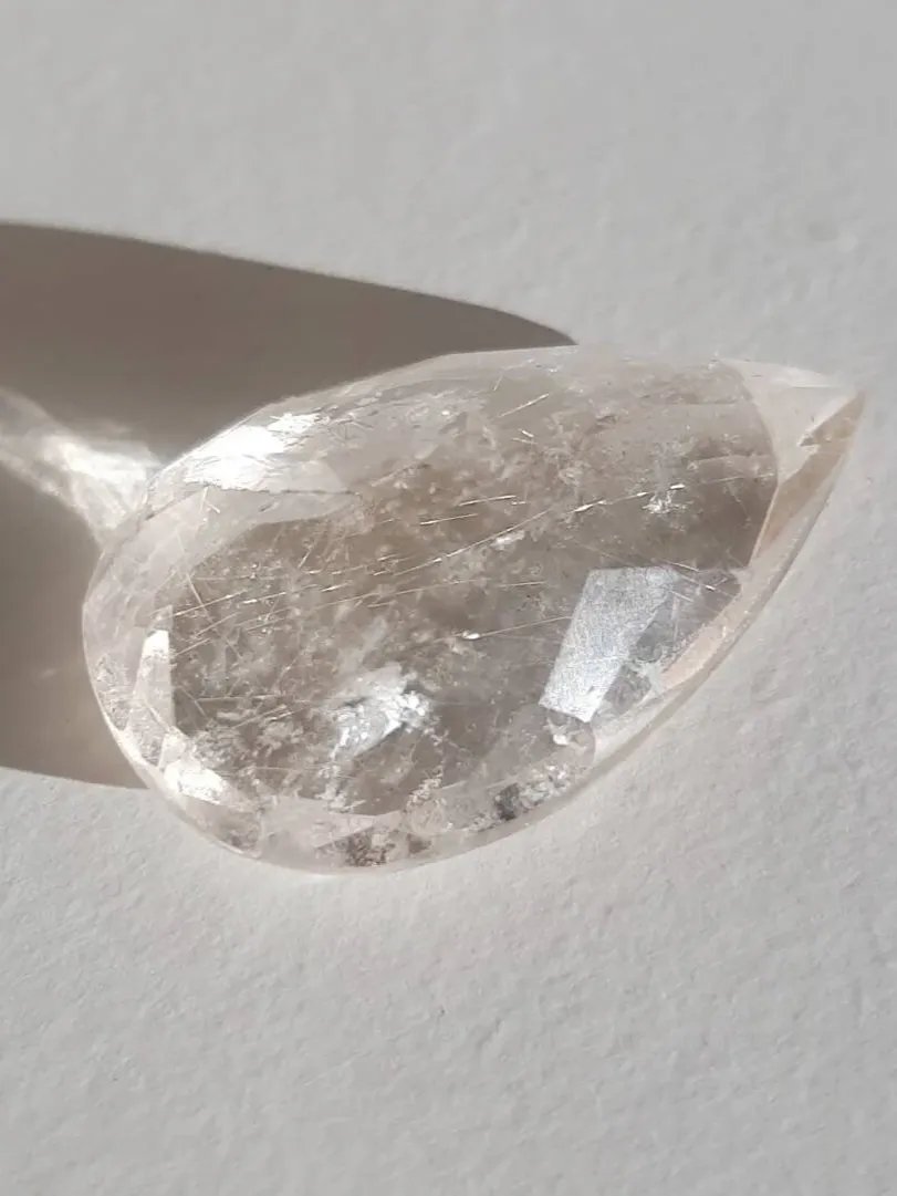 Faceted teardrop golden rutile gem product image (1)