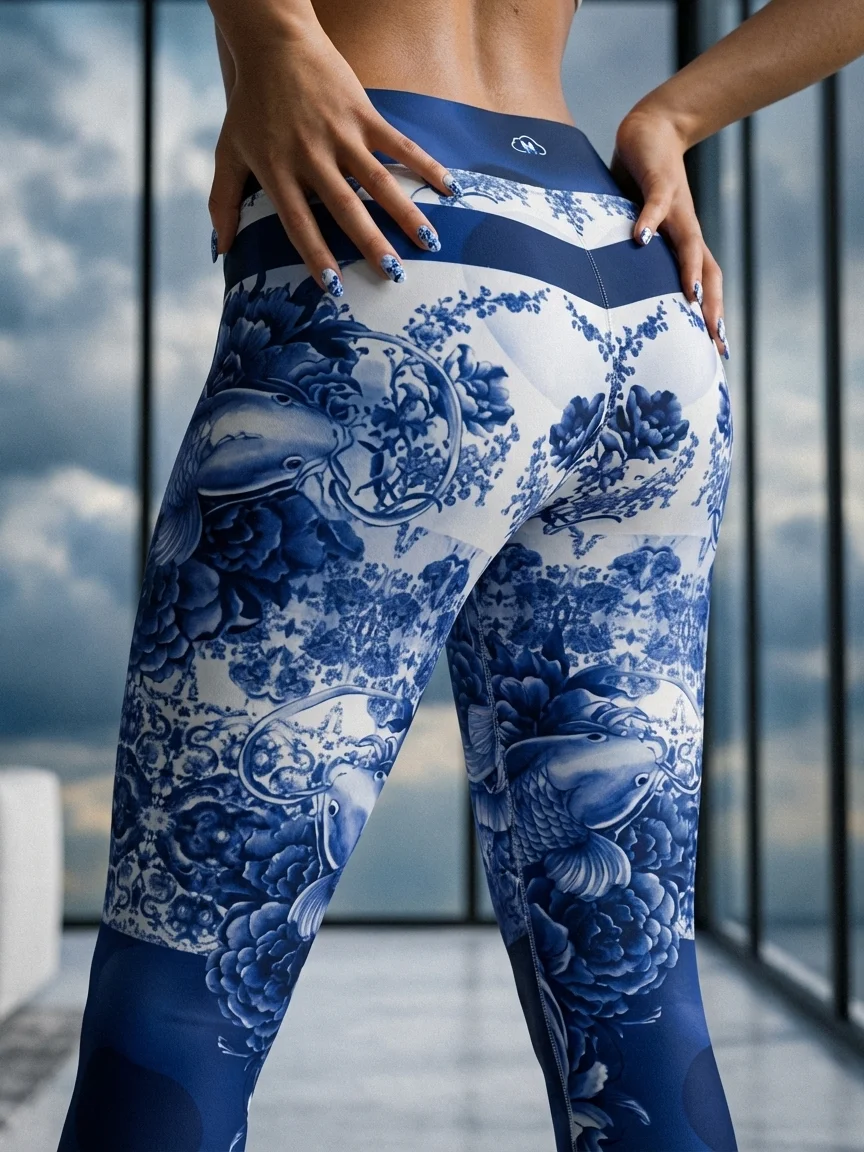 Koi-Porcelain-yoga leggings product image (2)