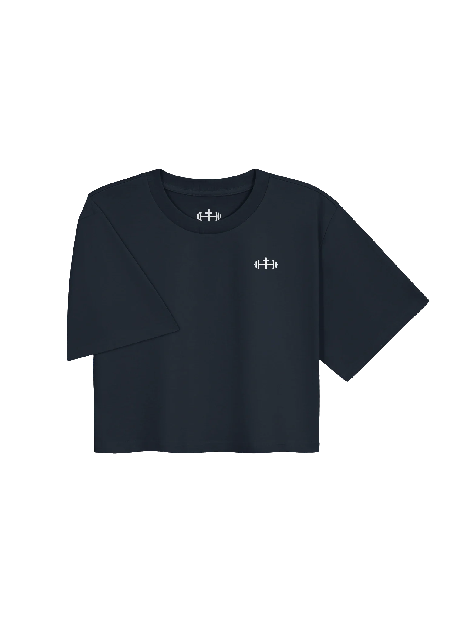 His House Womens Crop Top T-Shirt - Black/Navy by His House