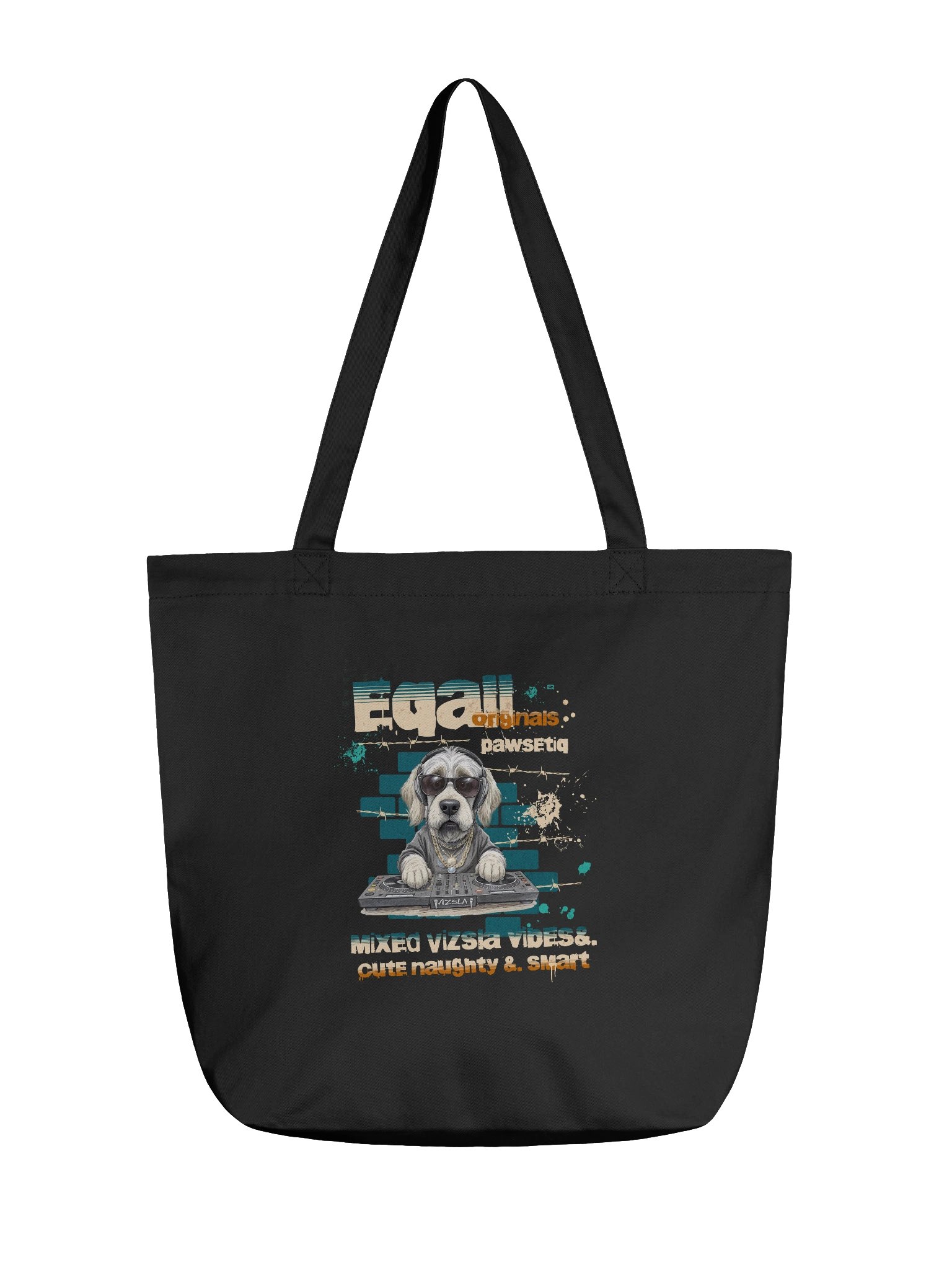 Urban DJ VIZSLATIQ - ECO Vibes Organic PAWSETIQ Tote-bag by EQALL® Originals_Beige_Mustard_Green product image (2)